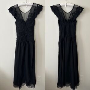 Vintage 1980’s Victorias Secret Deadstock Negligee Black Sheer Skirted Sz P